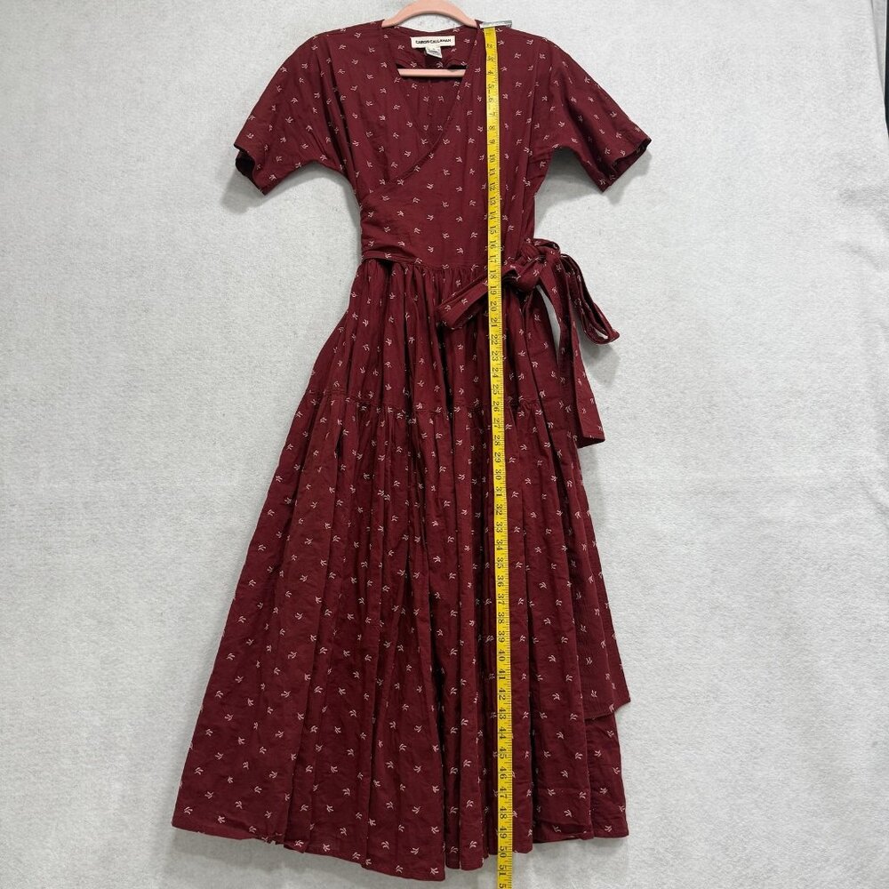 Caron Callahan Dress Womens Small Red Embroidered Wrap Short Sleeve Maxi Boho - Picture 4 of 7